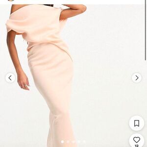 ASOS Design Fallen Shoulder Pleat Midi Dress